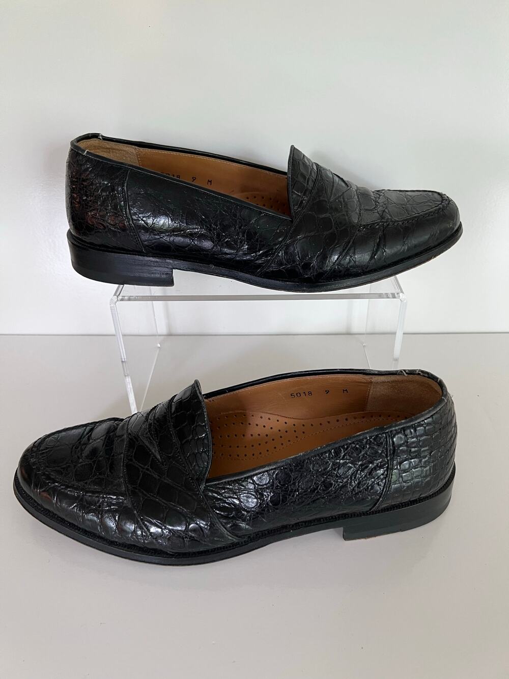 Magnanni Men's Vicente Crocodile Leather Penny Loafers Black Size 9 JL